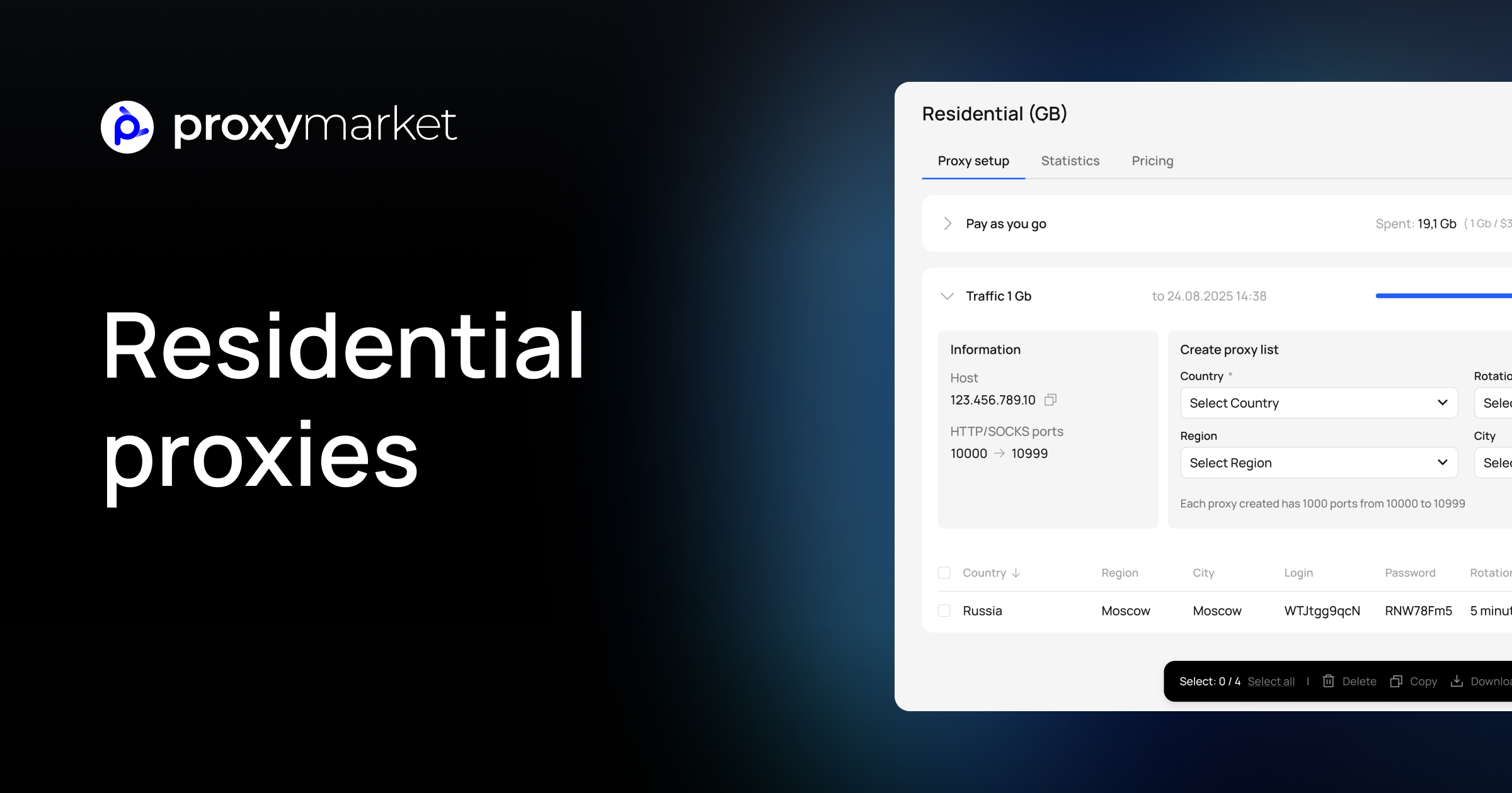 Residential proxies servers | Proxy.Market